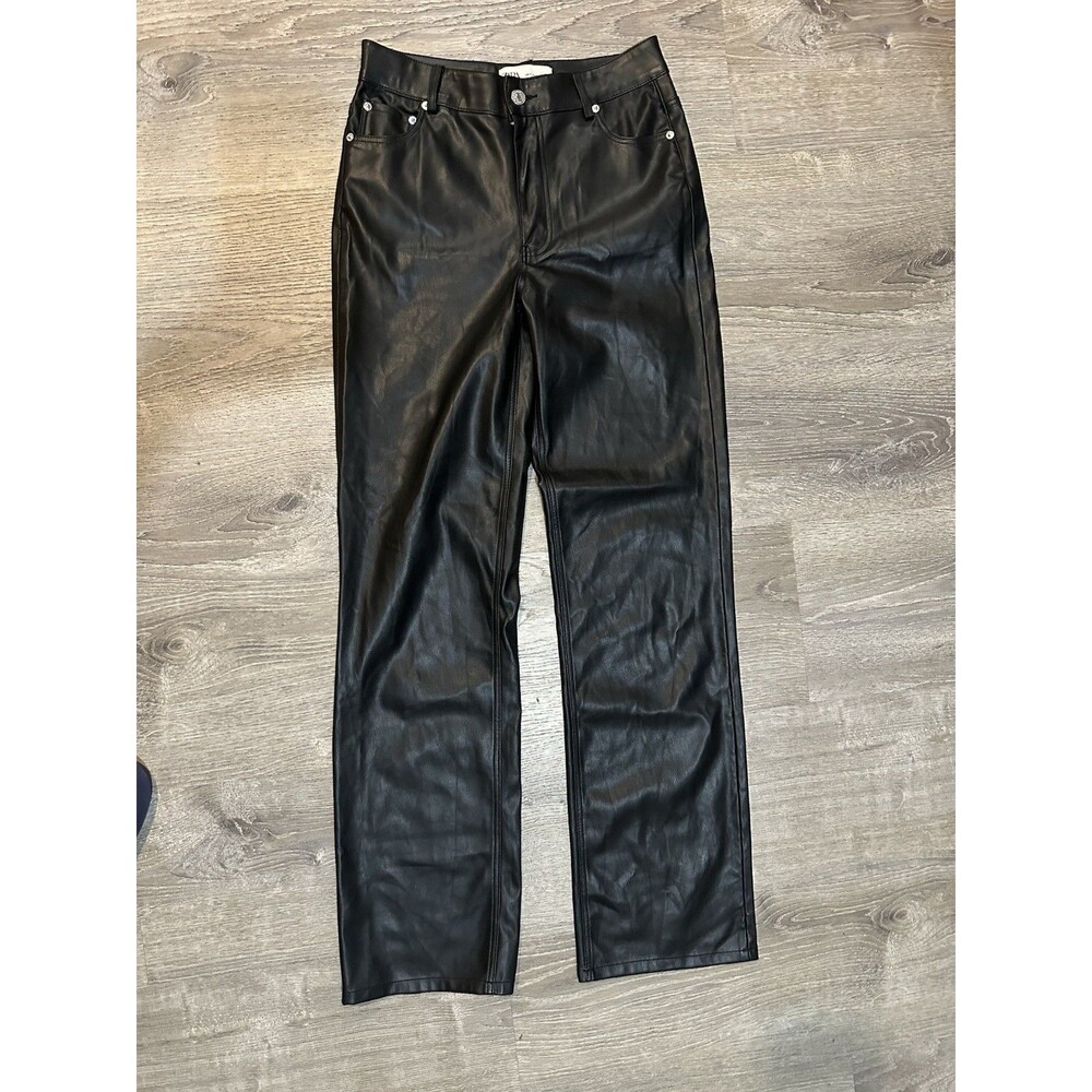 Zara Black Faux Leather High-Waisted Flared Pants Women’s Size 4 Edgy 90s